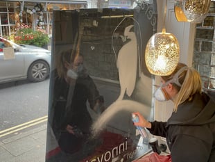 VIDEO: Local artist brings snow to Farnham's town centre shops