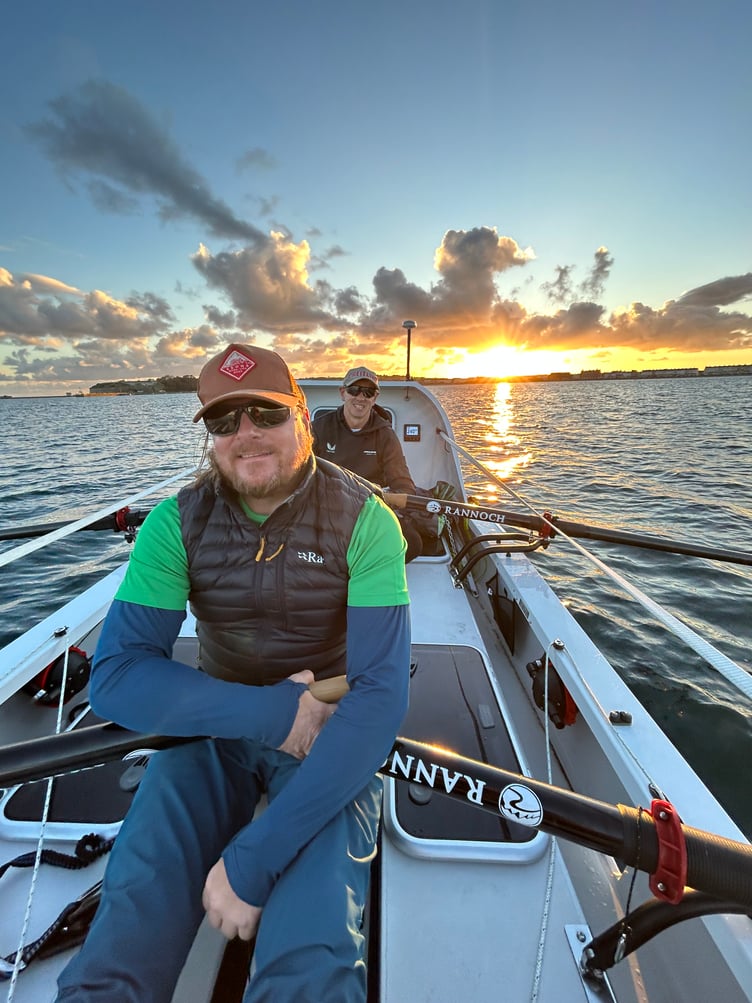 Lee James and Peter Sage in training for their cross-Atlantic row