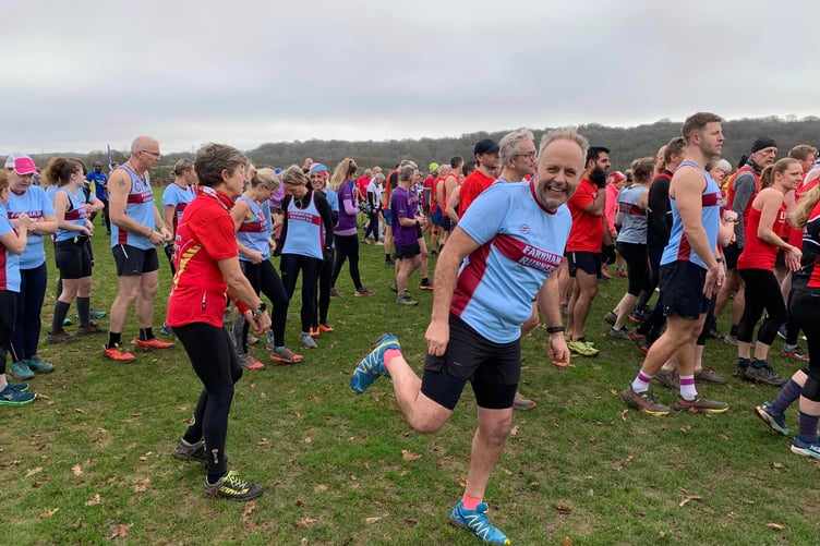 Craig Tate-Grimes smiles at the start of the cross country