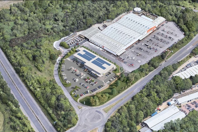 Areial view of site or new flagship Lidl supermarket at Purbrook Way in Havant
