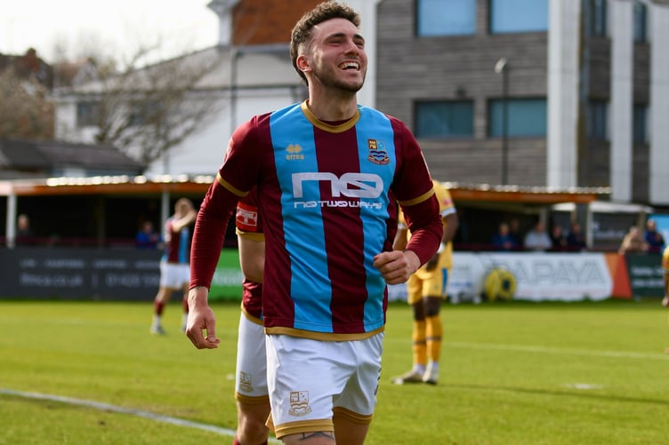 Kai Tanner scored Farnham's third goal against Sutton Common Rovers