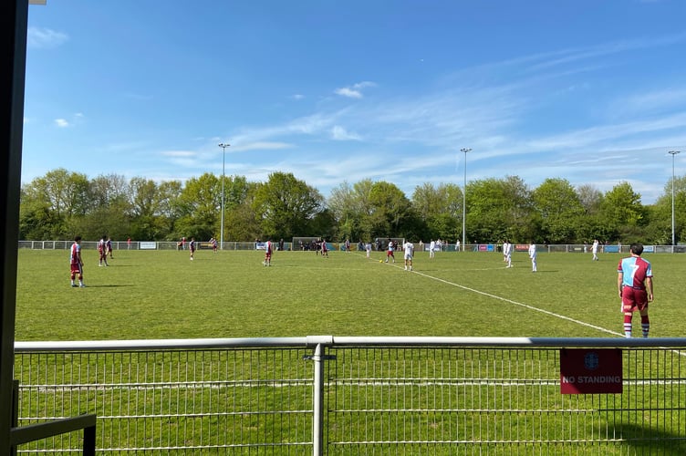 Action from Badshot Lea's Isthmian League South Central Division match against Hayes & Yeading United