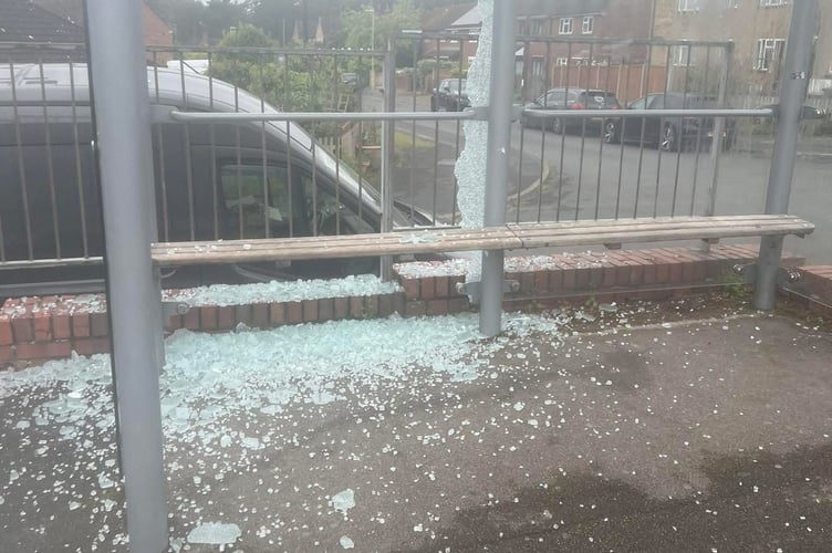 Vandalised bus stop Whitehill