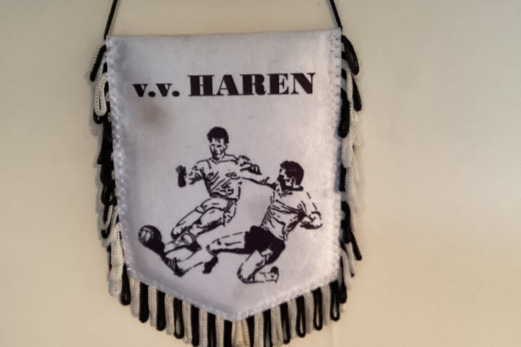 The pennant marking Farnham's match with Haren.