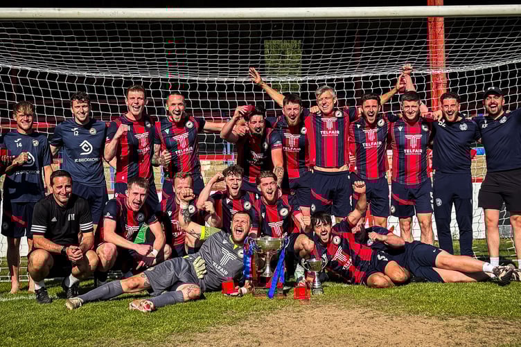 Whitehill & Bordon celebrate winning the Aldershot Divisional Football Association Saturday Intermediate Cup