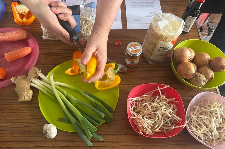 One of the low-cost, healthy meals prepared using ingredients from the food bank