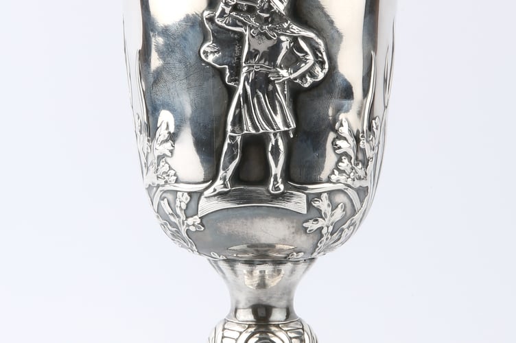 Michelsen Denmark silver cup and cover with blank cartouche