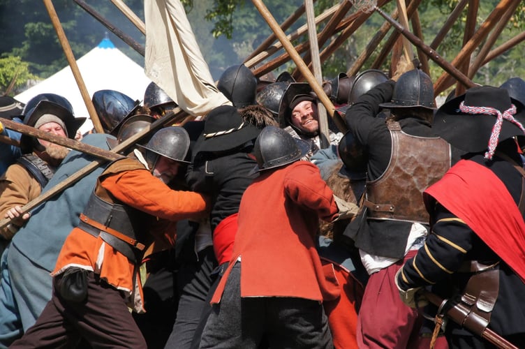 Even a re-enactment can get a bit heated at times. The Lord Hoptons Regiment of Foote at Titchfield Abbey.