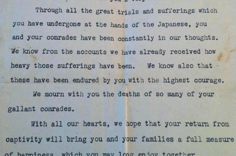 Stan Vaisey's letter from King George VI.