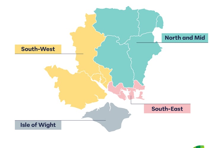 The proposal for four new super authorities in Hampshire.