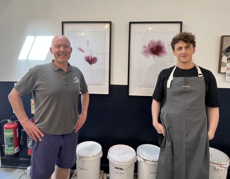 Pictured left, Nick Diprose with Loam Studio owner Jack Allum at the exhibition venue