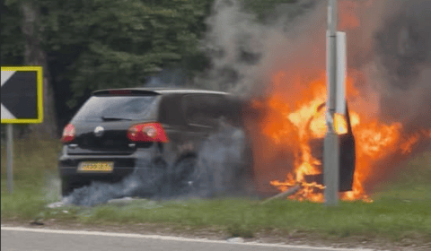 A31 shut as firefighters deal with car blaze