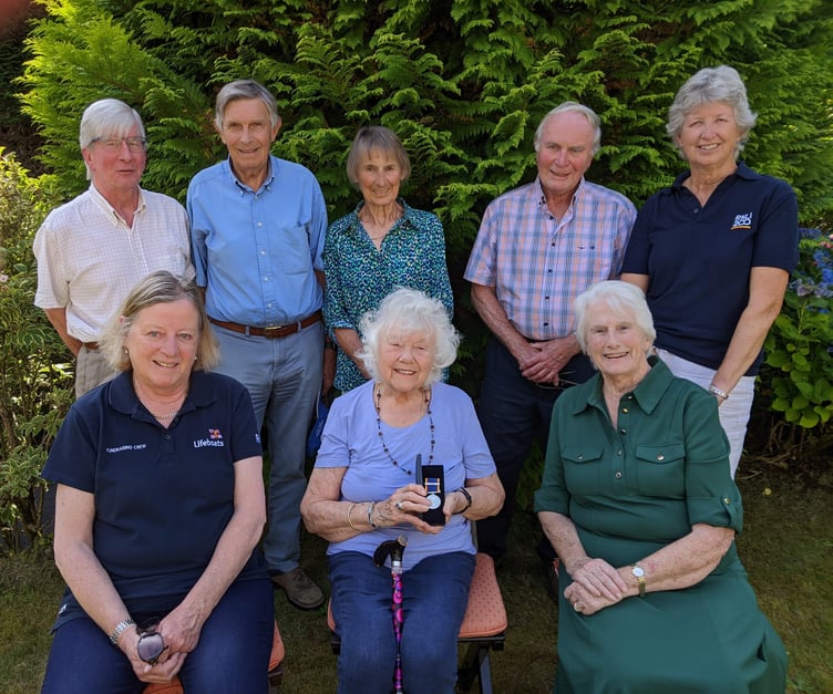 Sheila Carr 50 years medal award with Haslemere and Hindhead RNLI branch committee