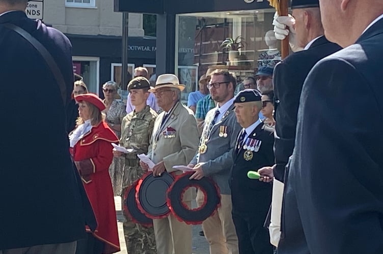 Wreath laying Petersfield VJ Day ceremony