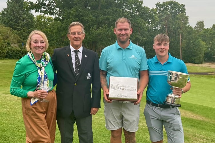 Blackmoor club captain Kevin Hawkins with Maggie Sargeant, Sam Parsons and Henry Millard