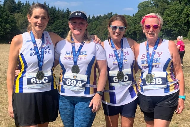 Team “Helen’s Haslemere Heroines” celebrate their first Hart 4 relay