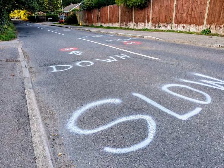 Illegal road markings Forest Road Liss Forest