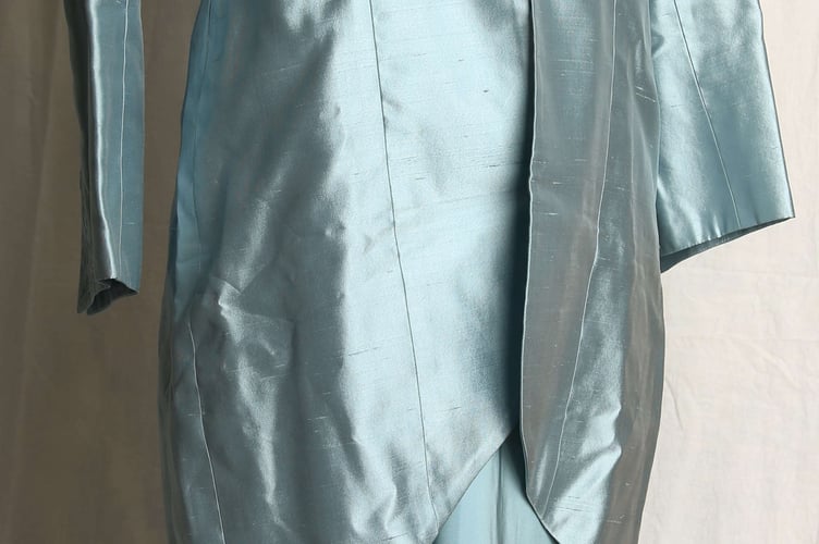 Fiona Clare silk tailcoat and dress, worn by fashion stylist Ceril Campbell.