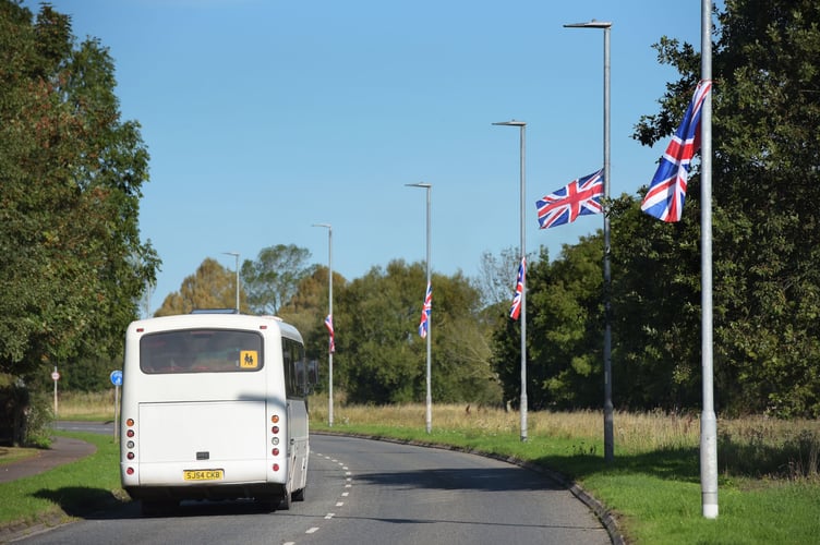 These Union flags in Seaward Way, Minehead, were put up as part of the 'Raise the Colours' campaign.
