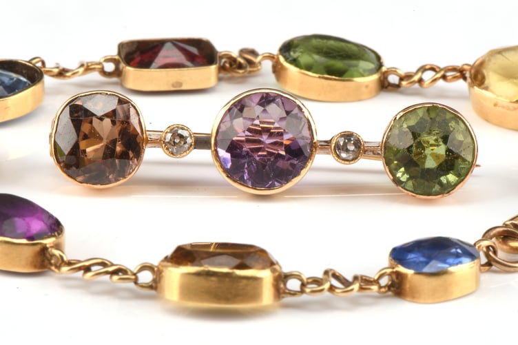 The antique Harlequin gem set bracelet.