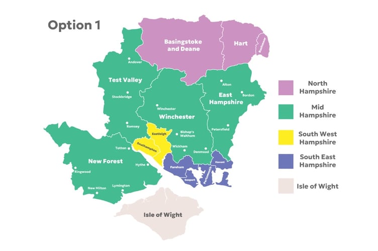 The first option for local government reorganisation in Hampshire.