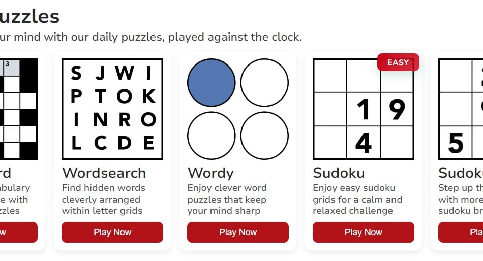 Test yourself with our daily online puzzles