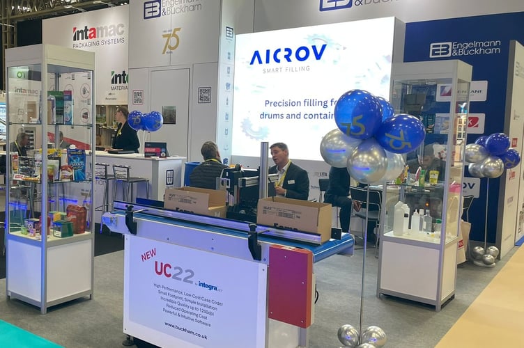 Engelmann & Buckham’s stand at the PPMA Total Show 2025 in September, where it celebrated its 75th anniversary.