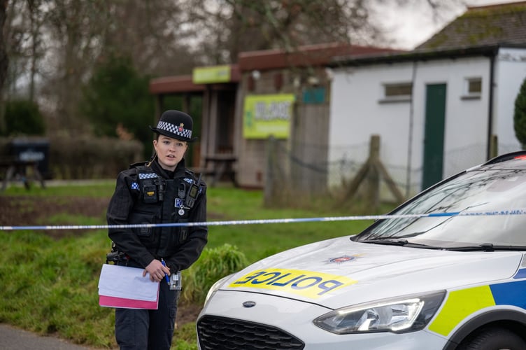 Police at the scene of murder investigation that has been launched following the death of a teenage boy in Guildford, Yesterday in Stoke Park at 18:10, Guildford Surrey, 20th January 2026 // A murder probe has been launched following the death of a teenage boy in Guildford. Emergency services were called to reports of a stabbing in woodland off Lido Road in Stoke Park - near to Guildford College - at around 6:10pm last night (Mon). Despite their best efforts a teenage boy died at the scene, Surrey Police said. An investigation is now underway. No arrests have been made.