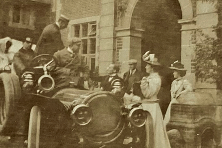 Charles Carrington bids farewell to his guests in this photo of Edwardian life at Frensham Hill.