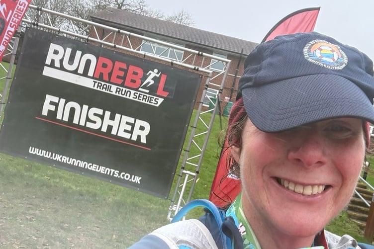 All smiles from Rachel Lane having completed the Winchester trail half marathon