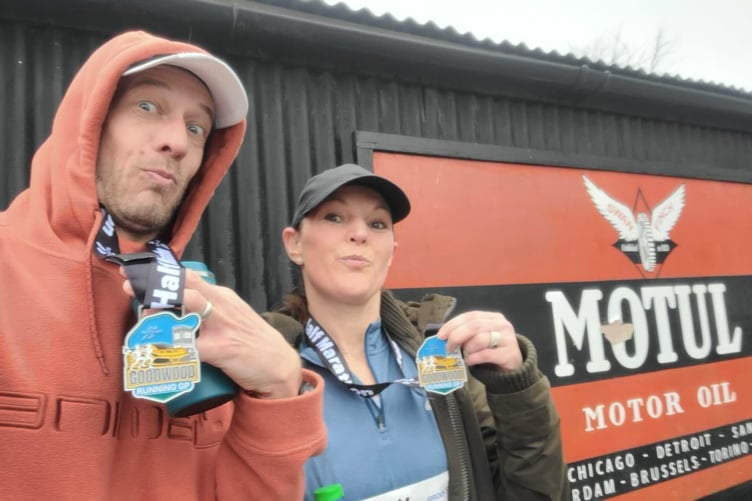 Adam and Lindsay Wade at the Goodwood half marathon