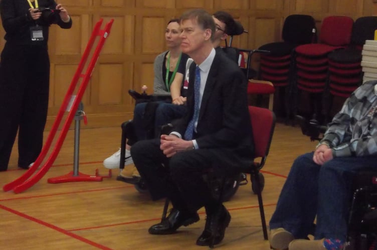 Stephen Timms on the boccia court at Treloar's in Holybourne, February 26th 2026.
