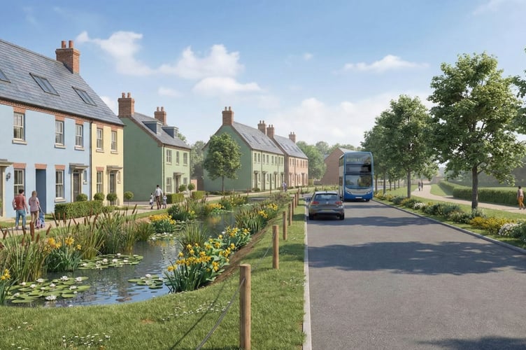 Artist's impression of Harrow Estates' vision for 1,100 homes south-west of Alton, February 2026.