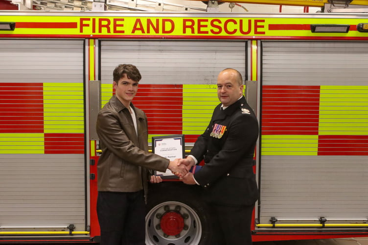 Alton teenager Jack Palmer is honoured for helping save his neighbour's life.
