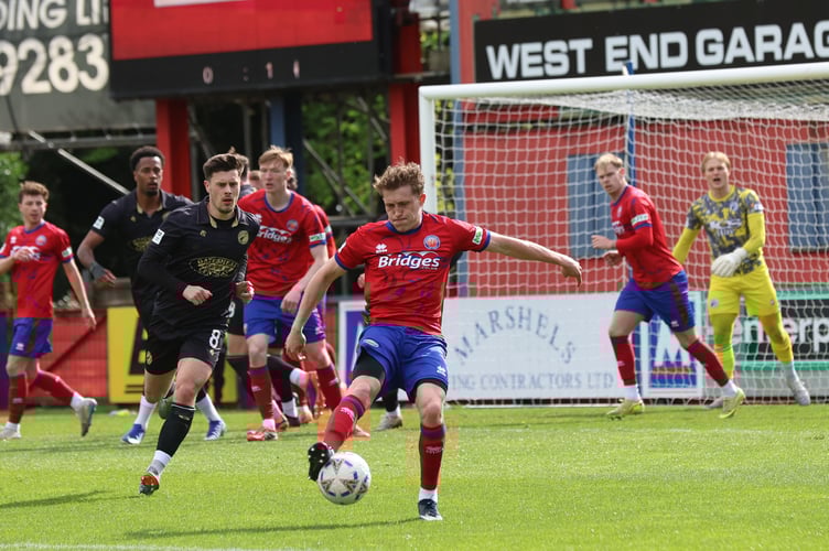 Cameron Hargreaves recycles an Aldershot Town attack (Photo: Ian Morsman)