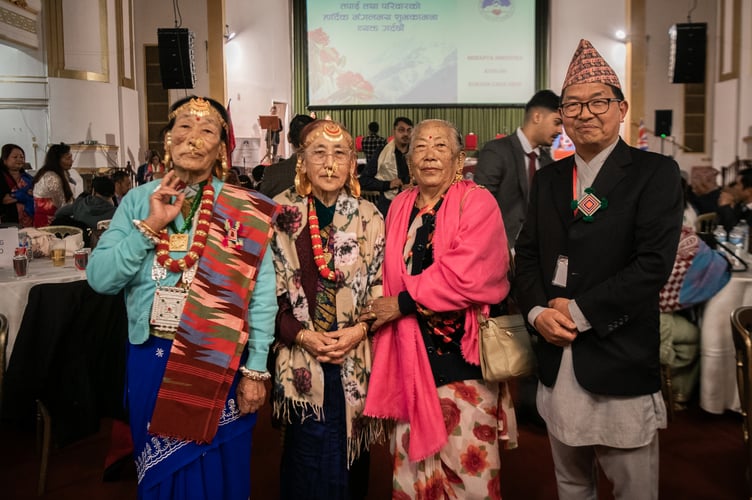 Guests wearing traditional clothing at the Nepali New Year celebrations in Aldershot.