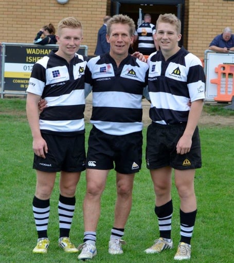 Karl Brown and his two sons, Ben (left) and Ollie, at Farnham Rugby Club