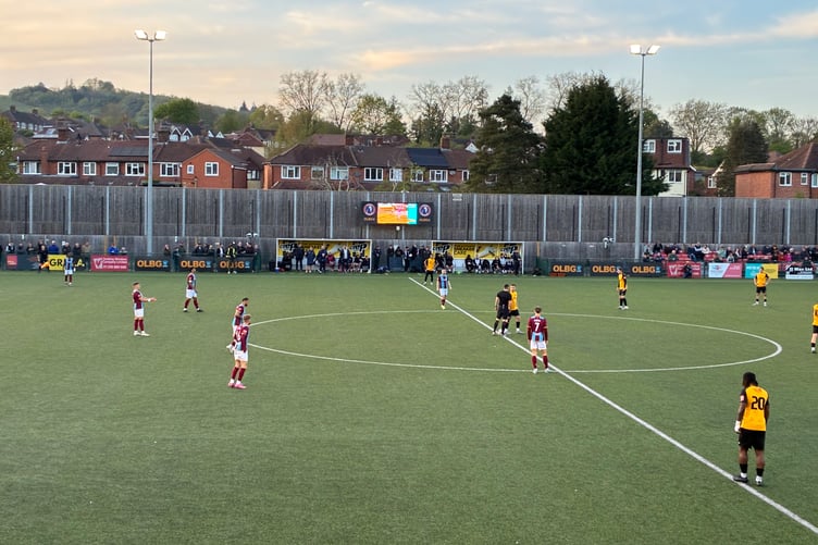 Action from Farnham Town's Surrey Senior Cup final against Merstham