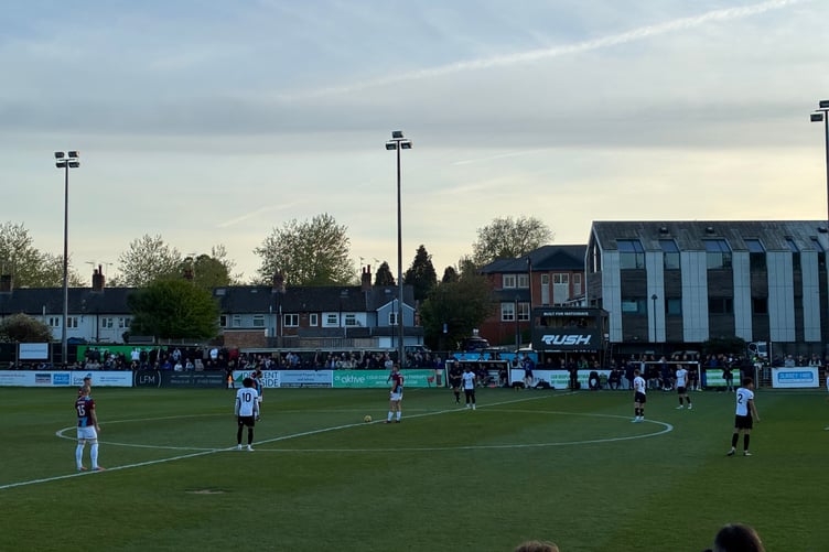 Action from Farnham Town's Southern League Premier South play-off semi-final against Berkhamsted