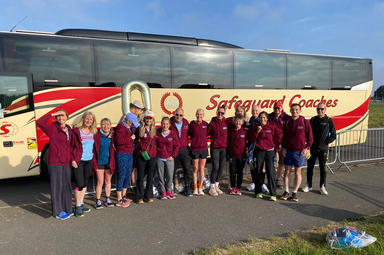 Farnham Runners and supporters arrive in Greenwich