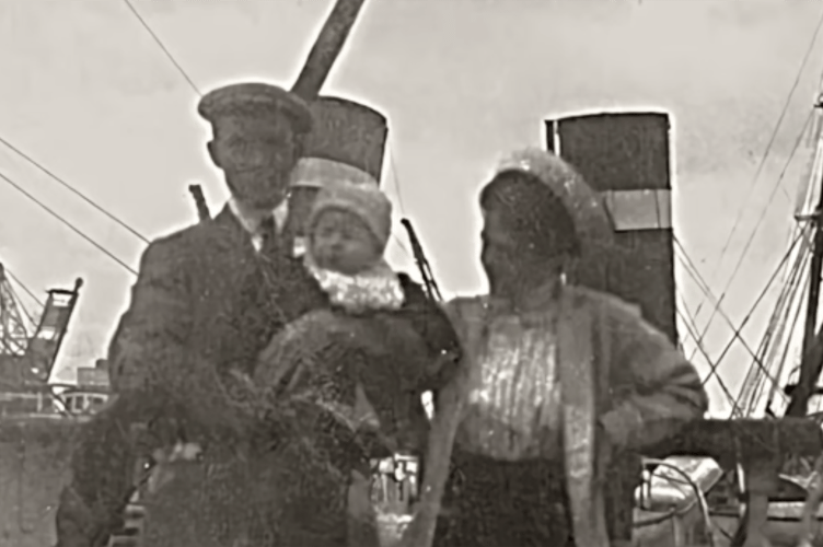 The Caldwells on deck of Titanic on April 10, 1912