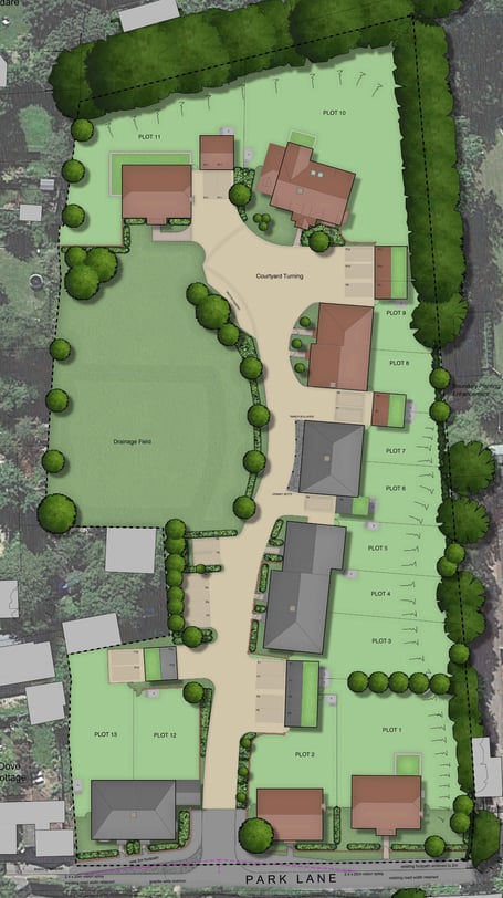 Proposed Site Plan at Park Lane, Droxford. Image: Solve Planning Ltd