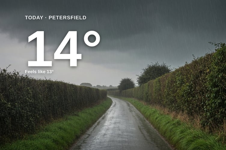 Petersfield weather: heavy rain Thursday with rain expected and a high of 14°C