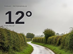 Petersfield: rainy day, high of around 12°C