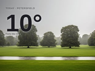 Petersfield: rainy day, high of 10°C