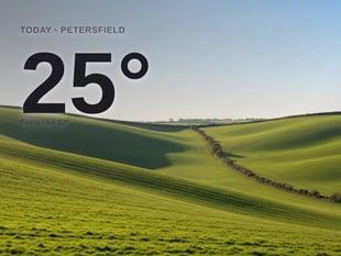 Petersfield: sunny day, high of 25°C