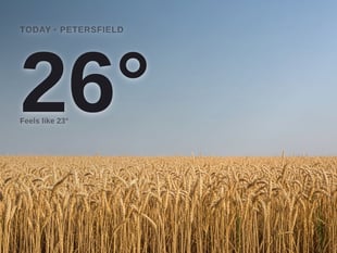 Petersfield: sunny day, high of 26°C