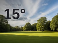 Petersfield: partly cloudy day, high of 15°C